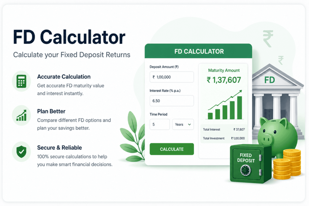 FD Calculator india – calculate fixed deposit maturity amount and interest online