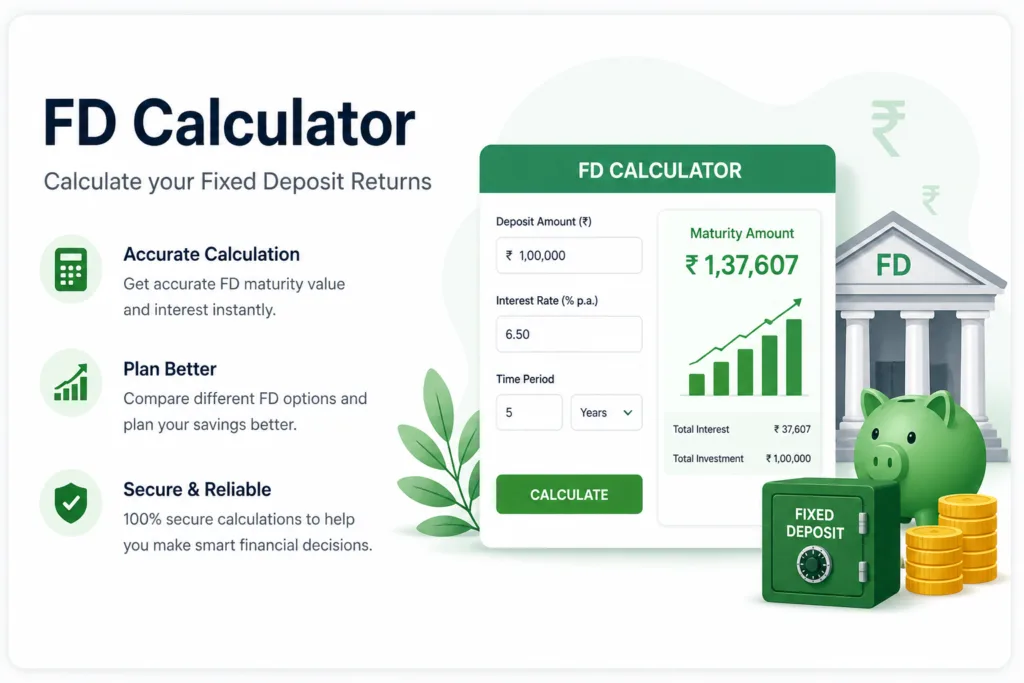 FD Calculator – calculate fixed deposit maturity amount and interest online
