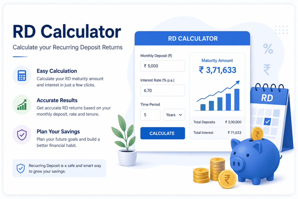 RD calculator India – calculate recurring deposit maturity amount and interest online