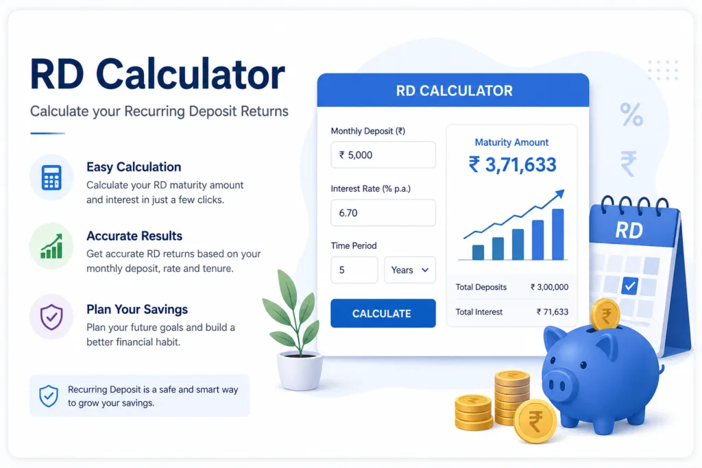 RD Calculator – calculate recurring deposit maturity amount and interest online
