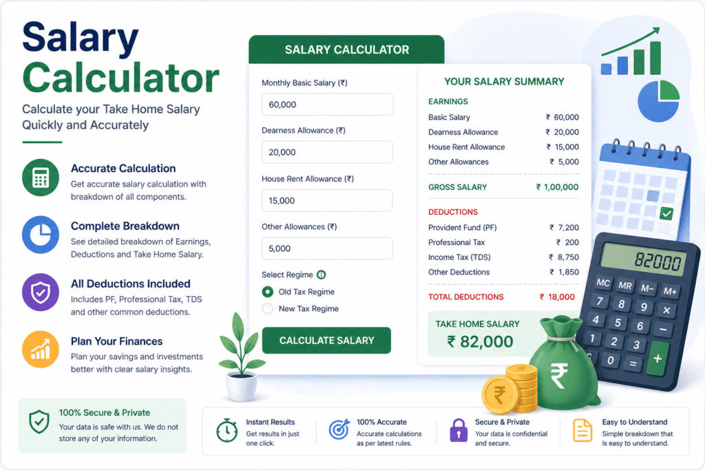 Salary Calculator india – calculate in-hand salary from CTC with deductions and tax