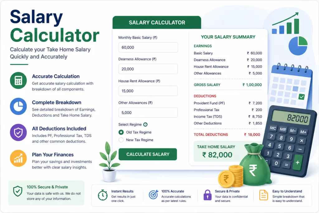 Salary Calculator – calculate in-hand salary from CTC with deductions and tax